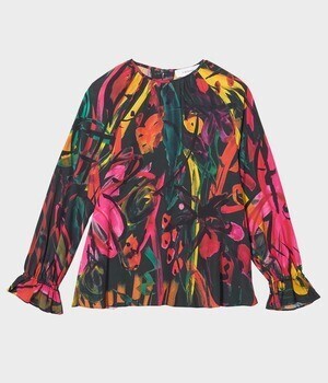 J&M Davidson GATHERED SLEEVE TOP X FLORAL PRI｜