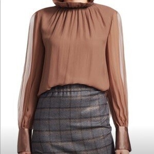 Brunello Cucinelli light brown silk blouse
