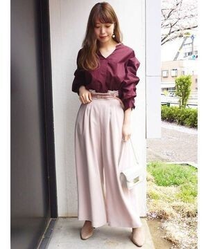 MERCURYDUO 細ベルト付ハイウエストタックパンツ