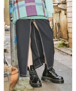 jouetie カラーステッチフロントスリットスカパン