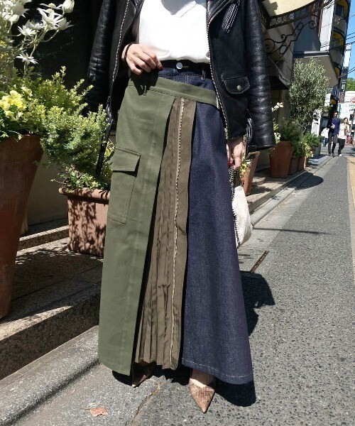 AMERI MILITALY DOCKING DENIM SKIRT