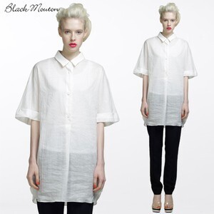 Black Mouton ラミーコットンシャツワンピース(55342)