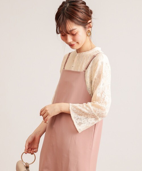 natural couture フレアスリーブレースブラウス