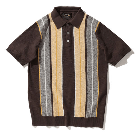 BEAMS PLUS ストライプ ニット 半袖 ポロシャツ