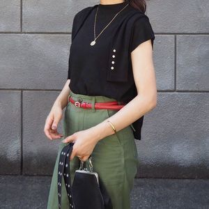 bell la bell 牛革　細ベルト　１５mm幅　レディースベルト