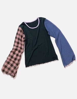RRR SHEER CHECK SLEEVE TOPS﻿