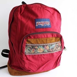 JANSPORT チロリアンテープ ボトムレザー リュックサック バーガンディ