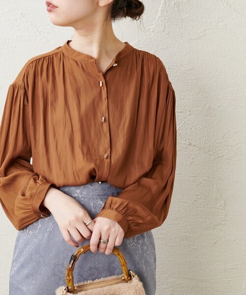 natural couture おしゃれバー釦ブラウス