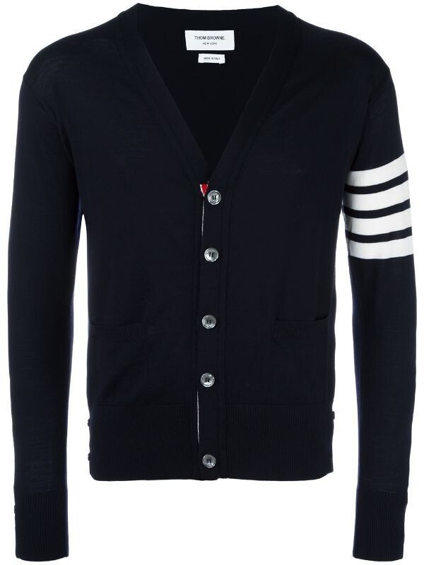 THOM BROWNE.NEW YORK Vネックカーディガン 4BARストライプ