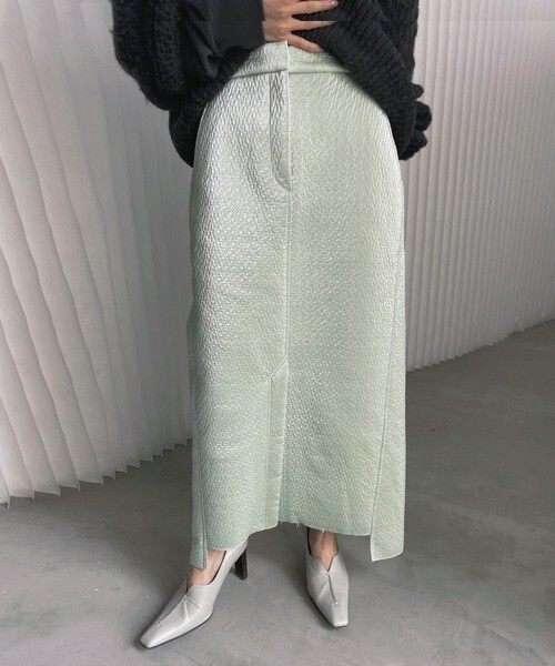 AMERI REFLECTION TWEED SKIRT