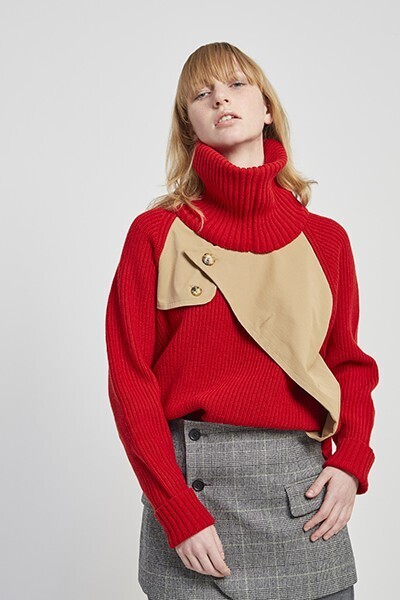 THE KEIJI REMOVABLE SCARF TRENCH SWEATER
