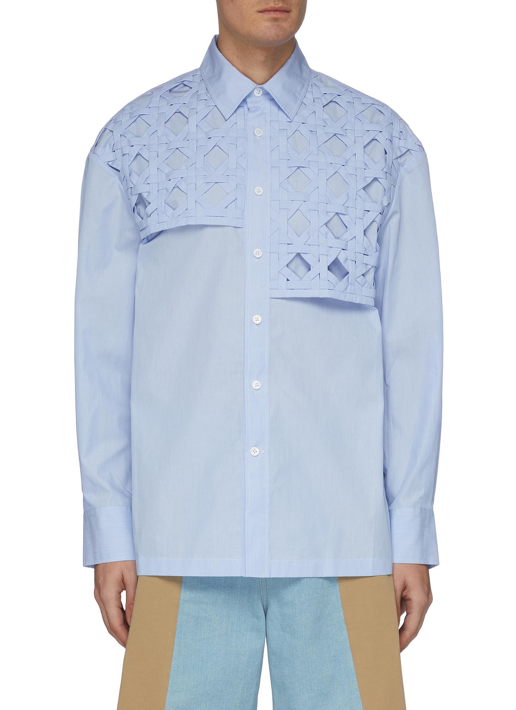 FENG CHEN WANG CHINESE HANDWOVEN PANEL SHIRT
