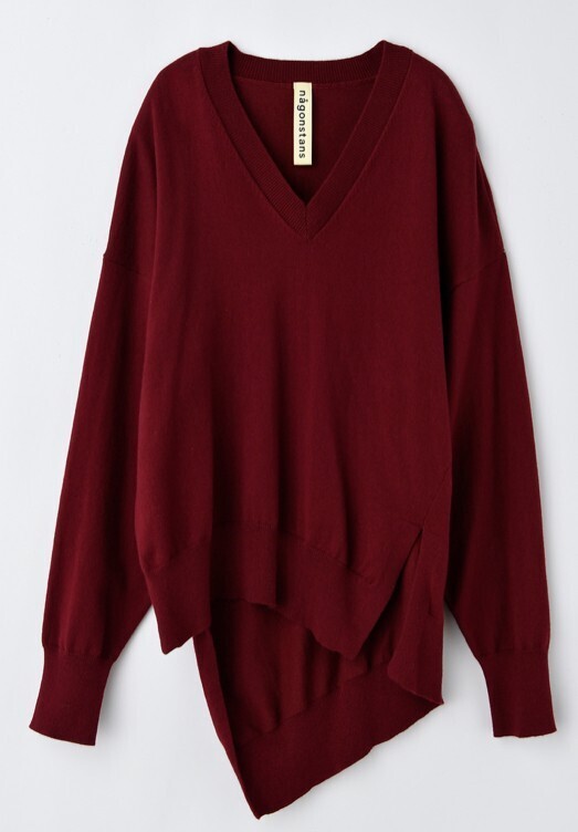 nagonstans Smooth Cotton VネックアシンメPO