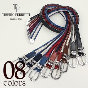 TIBERIO FERRETTI LEATER×COTTON MESH BELT 9018