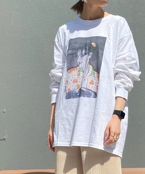 SALON adam et rope' フォトプリント ロングTシャツ