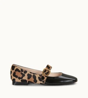TOD'S レザー バレリーナ - ブラック, ブラウン