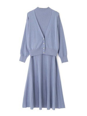 PROPORTION BODY DRESSING V ネックカーデ×ノースリーブニット×プリーツスカート