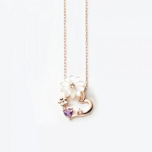 BLOOM 2月誕生花 K10 ピンクゴールド マーガレット ネックレス