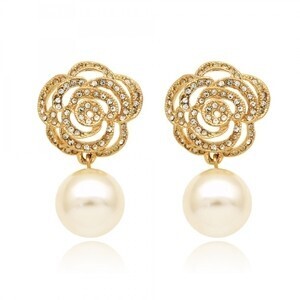 Grosse Duo Parfumrose ピアス ゴールド -