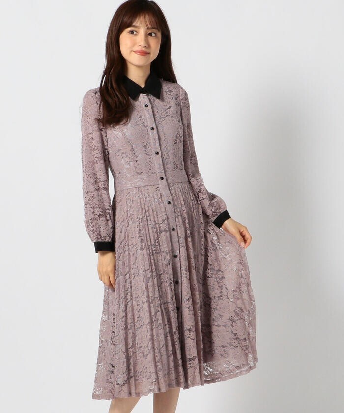 MISCH MASCH レースプリーツシャツワンピース