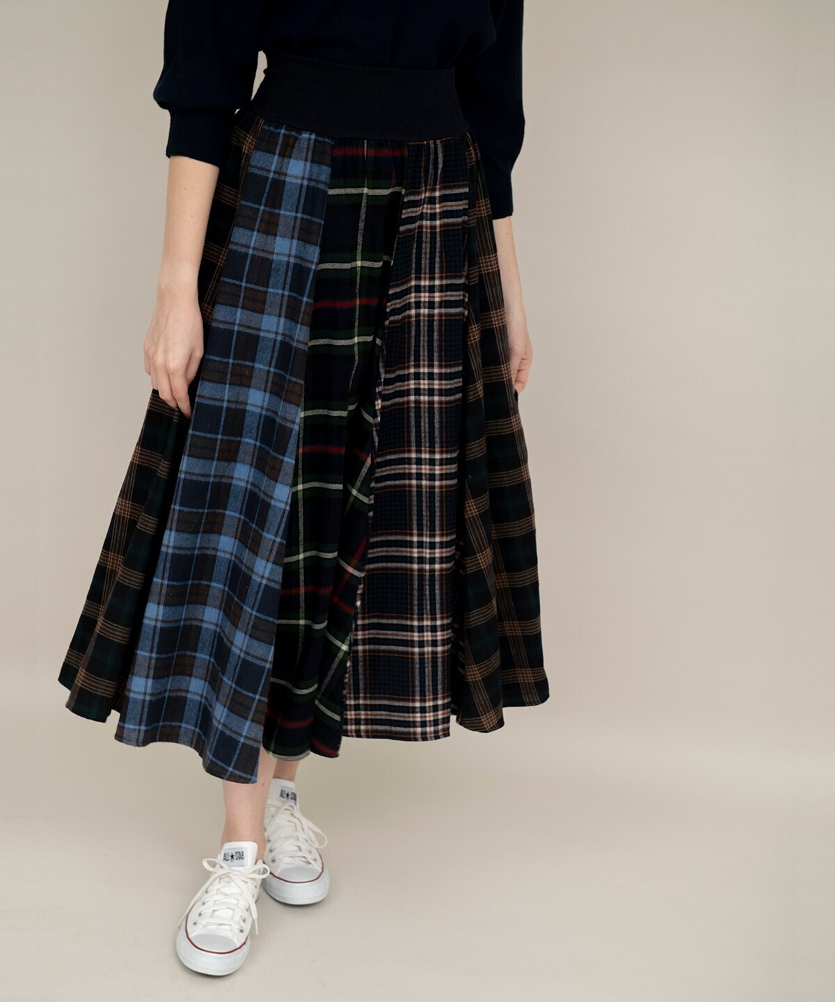 And Couture ネルチェックミックスロングスカート