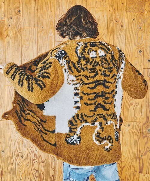 SEVESKIG TIBETAN TIGER CARDIGAN チベタンタイガーモチーフニットカーディガン