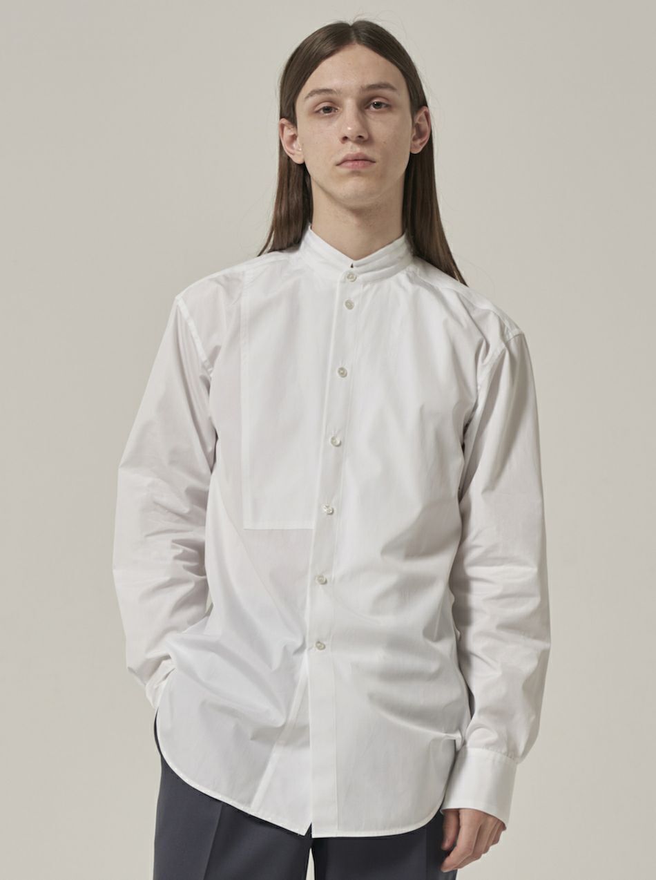 CHINO ASYMMETRIC BOSOM SHIRT [WHITE]