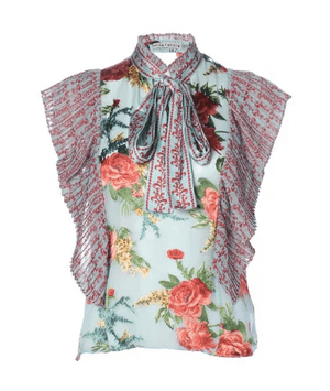 Alice + Olivia PERCY RUFFLE SLEEVLESS BLOUSE