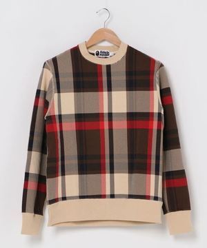 A BATHING APE BAPE CHECK BAPE WIDE CREWNECK M