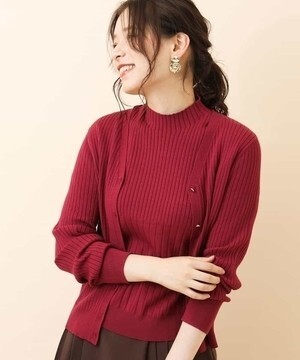MK MICHEL KLEIN 【洗える】ショート丈カラーニットアンサンブル