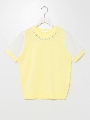 RETRO GIRL 袖切替ビジューニット