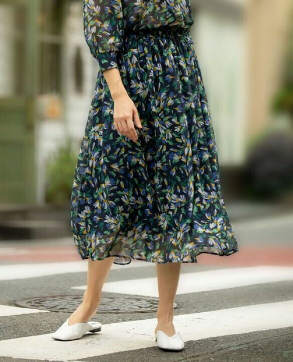 NARACAMICIE 《[セットアップ対応]シフォンフラワープリントスカート》