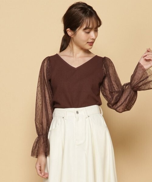 And Couture ドットチュール袖プルオーバー