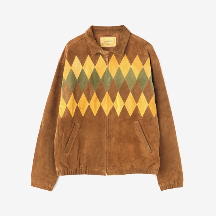 SEVEN BY SEVEN LEATHER BLOUSON - Diamond pattern -