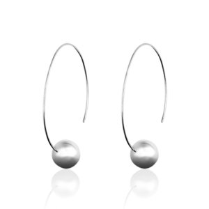 AGATHA PARIS メタルバブル、フープピアス、1ボール、シルバー-Silver