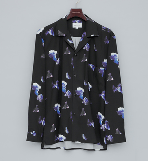 EMMA CLOTHES ダークフラワービッグシルエットオープンカラーシャツ L/S