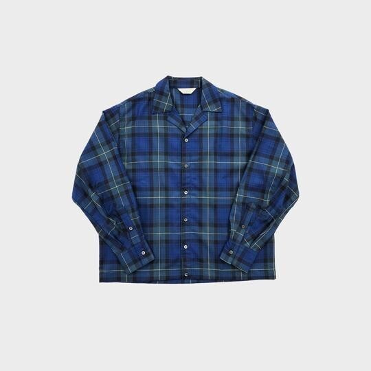 JieDa TARTAN CHECK OPEN COLLAR SHIRT