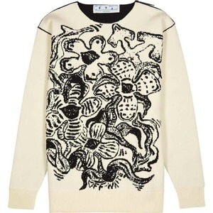 Off-White Flowers Cream Floral-Intarsia Wool Jumper