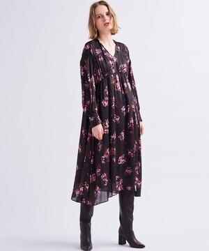 LANVIN en Bleu フラワーブーケプリントワンピース