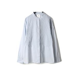 maison de soil ORGANIC CAMBRIC BANDED COLLAR EMB SHIRT