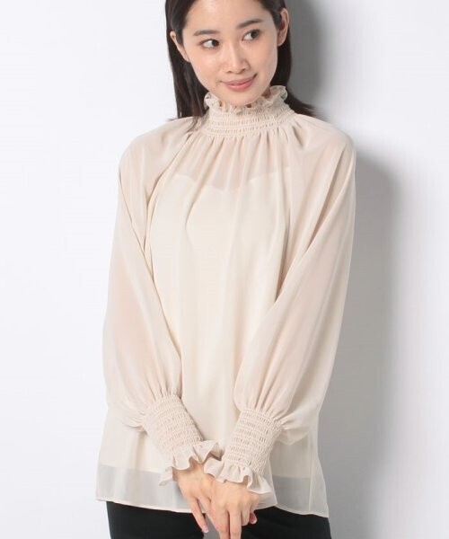 ANAYI シアージョーゼットシャーリングブラウス