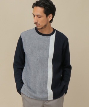ikka ブロッキングジャガードトレーナー