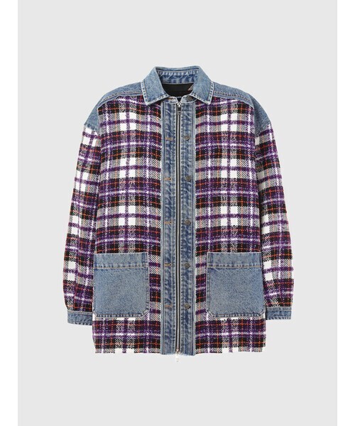 DIESEL レディース ジャケット チェック柄ブークレ デニムジャケット