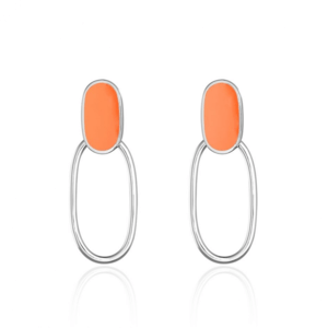 AGATHA PARIS セブンティーズピアス、スモールオーバルオープンカット、オレンジ/シルバー-Orange/Silver