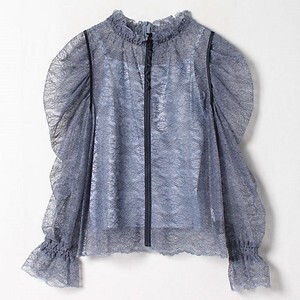 LANVIN en Bleu バイカラーレースブラウス