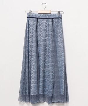 LANVIN en Bleu スカート バイカラーレーススカート