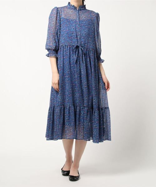 To b. by agnes b. WP61 ROBE バードプリントワンピース