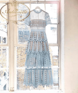 Antoinette lace maxi blue dress