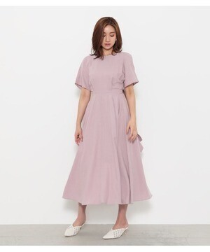 rienda バックリボンボリュームワンピース