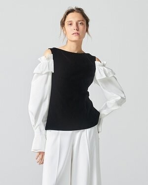ADEAM RUFFLE SHOULDER TOP